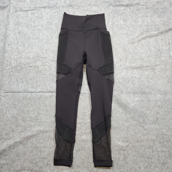 lululemon athletica Pants - Lululemon Leggings Womens 4 Forget The Sweat 25" Black Mesh Yoga Run Workout Gym